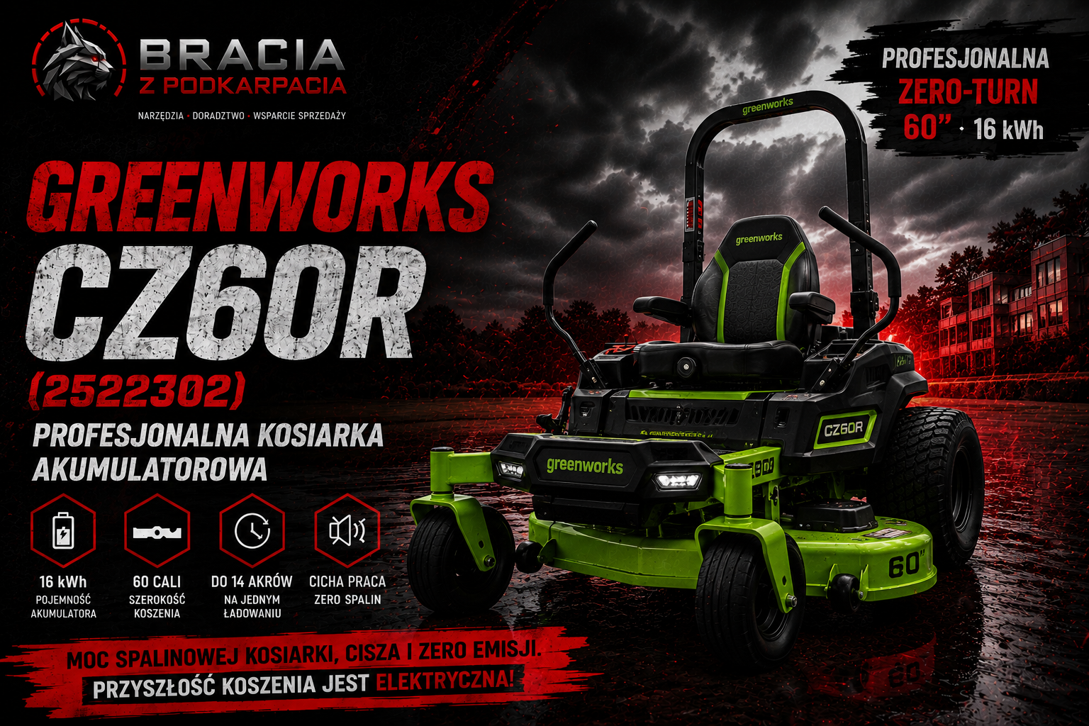 Ogrodowe: kosiarka samojezdna Greenworks CZ60R